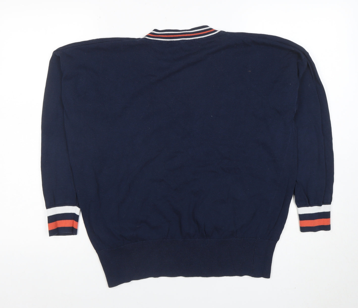 Marks and Spencer Women Blue V-Neck Cotton Knit Jumper M