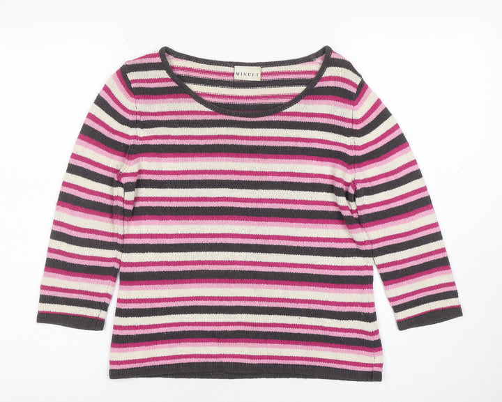 Minuet Women’s Multicoloured 100% Silk Striped Jumper UK 10
