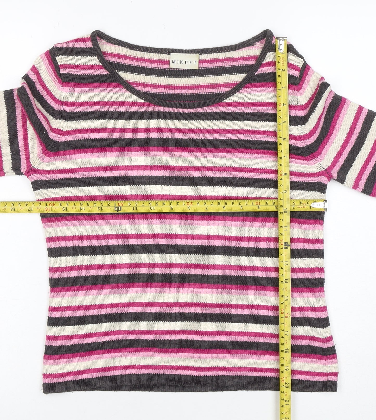 Minuet Women’s Multicoloured 100% Silk Striped Jumper UK 10