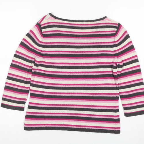 Minuet Women’s Multicoloured 100% Silk Striped Jumper UK 10