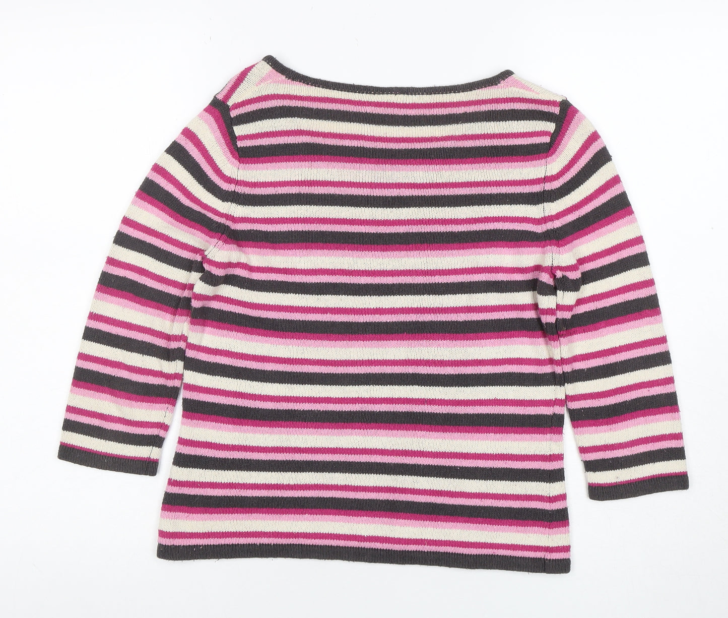 Minuet Women’s Multicoloured 100% Silk Striped Jumper UK 10