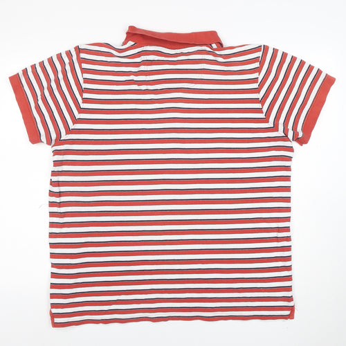 Jasper Conran Men's Red Striped Cotton Short Sleeve Polo Shirt XL