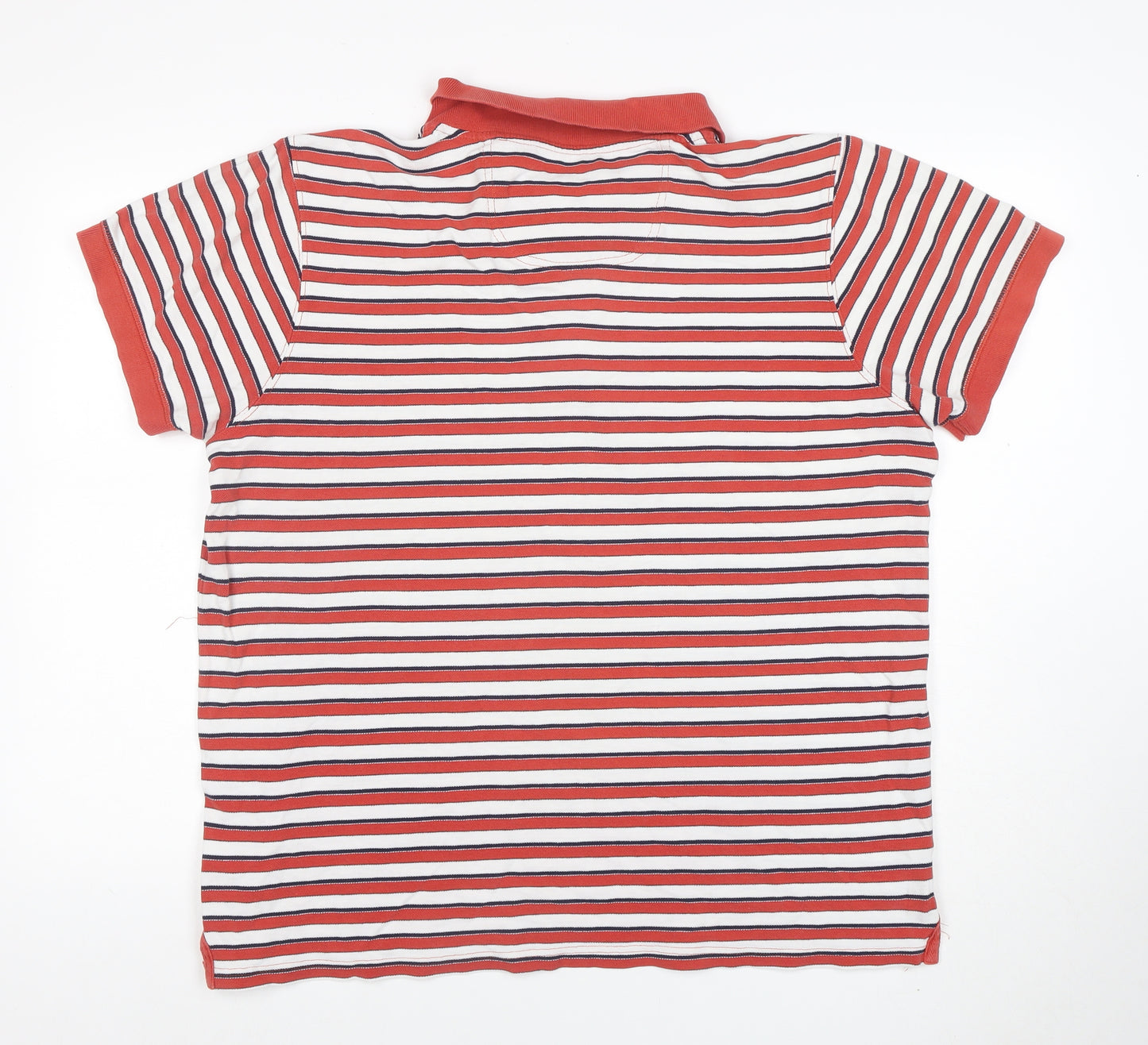 Jasper Conran Men's Red Striped Cotton Short Sleeve Polo Shirt XL