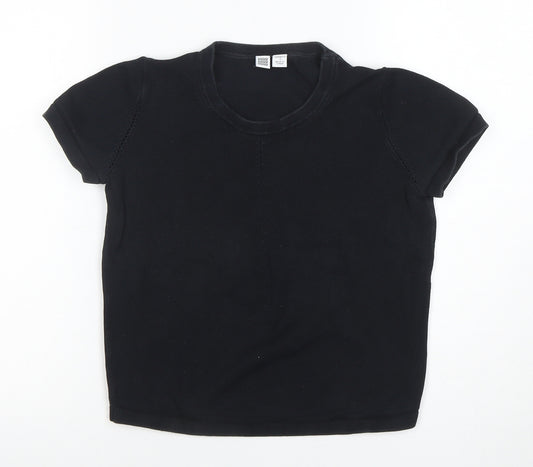 Uniqlo U Women Black Short Sleeve Crew Neck 100% Cotton T-Shirt Size S