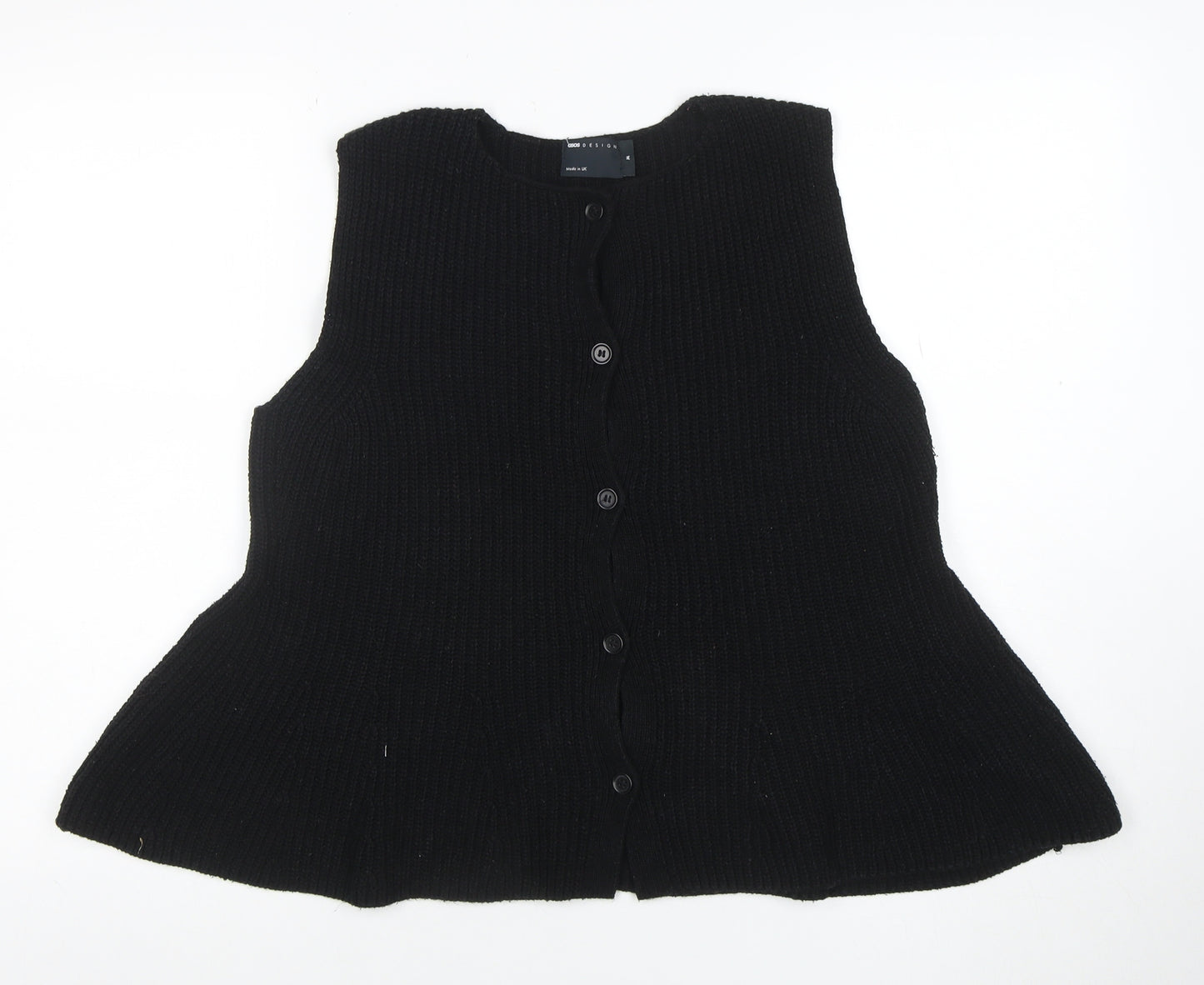 ASOS Design Women’s Black Sleeveless Chunky Knit Cardigan M