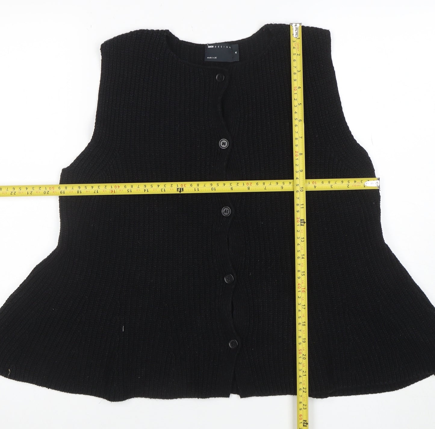 ASOS Design Women’s Black Sleeveless Chunky Knit Cardigan M
