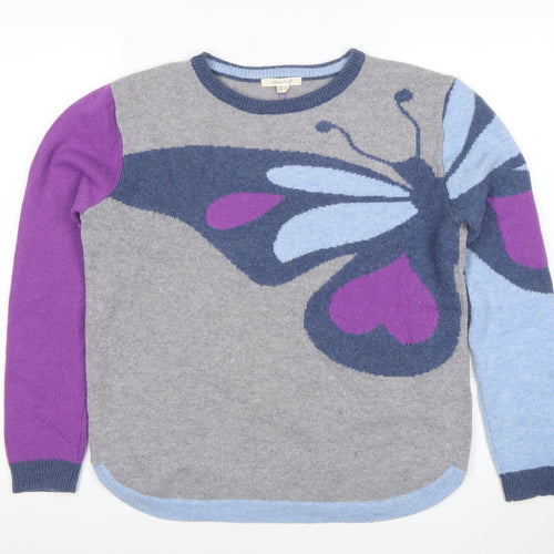 White Stuff Women's Grey Wool Blend Butterfly Jumper UK 10
