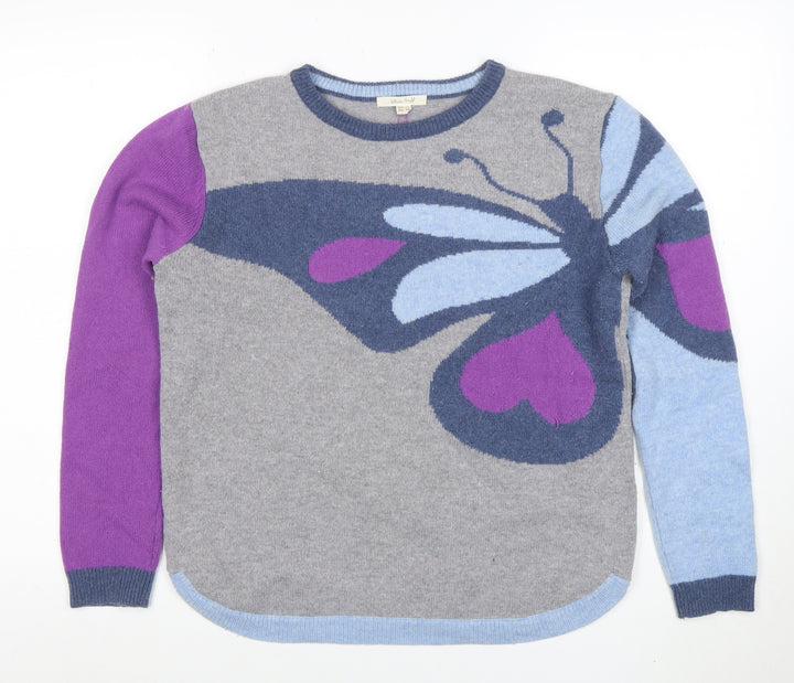 White Stuff Women's Grey Wool Blend Butterfly Jumper UK 10