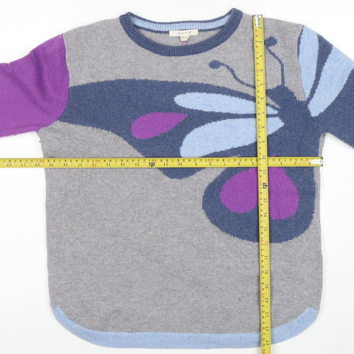 White Stuff Women's Grey Wool Blend Butterfly Jumper UK 10