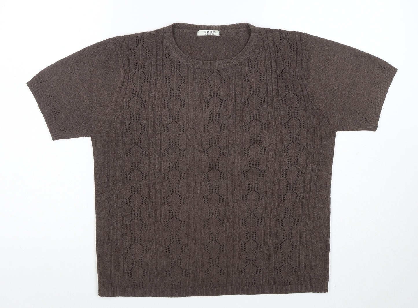 Berkertex Classics Women's Brown Short Sleeve Knit Pullover Jumper Size M