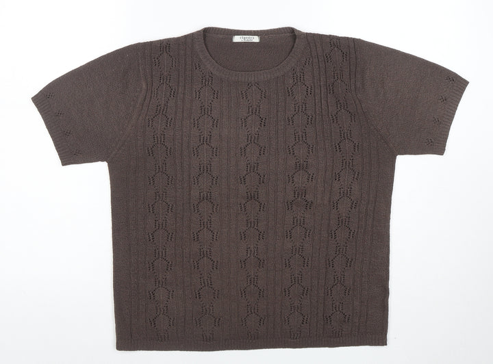 Berkertex Classics Women's Brown Short Sleeve Knit Pullover Jumper Size M