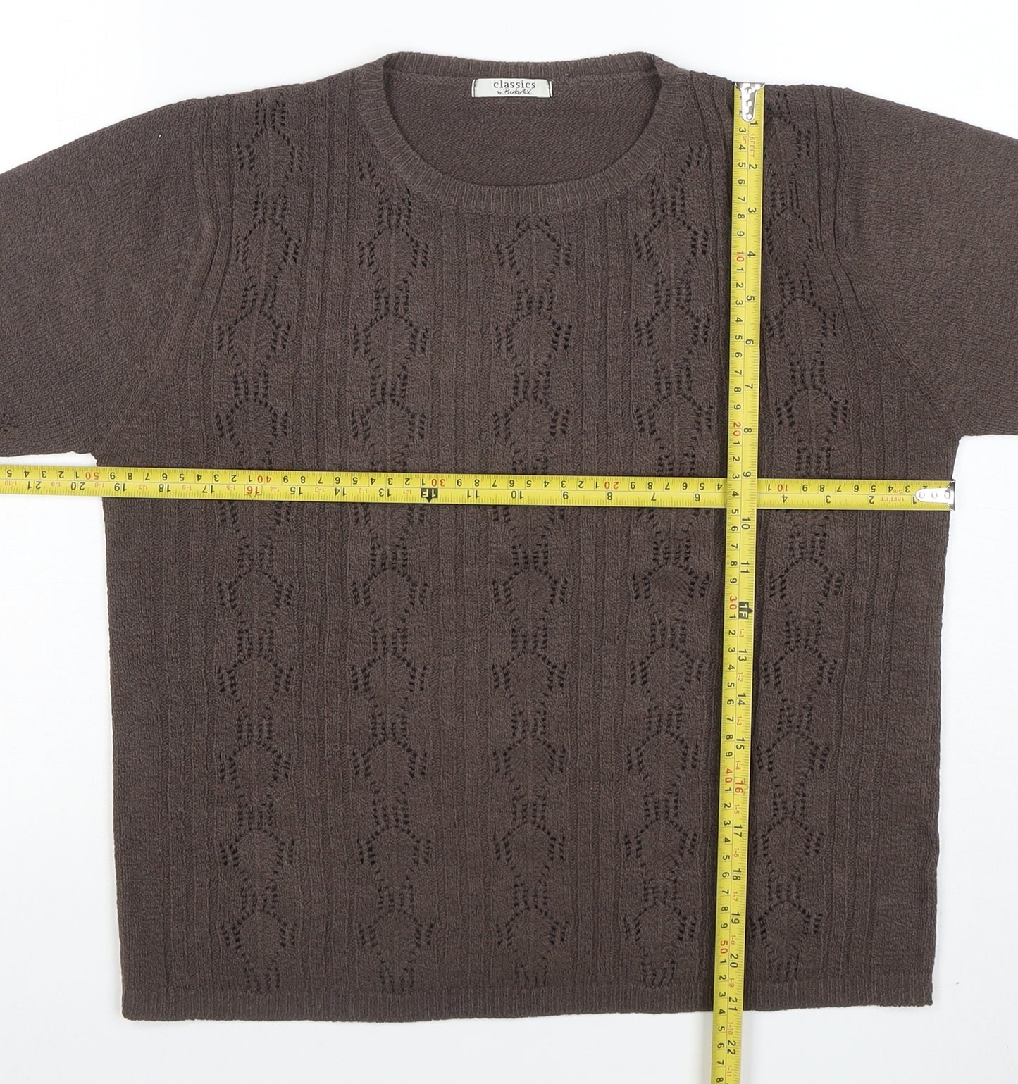 Berkertex Classics Women's Brown Short Sleeve Knit Pullover Jumper Size M