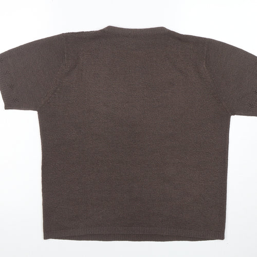 Berkertex Classics Women's Brown Short Sleeve Knit Pullover Jumper Size M