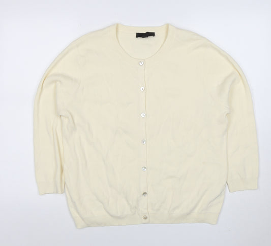 ZARA Women’s Ivory Cotton Crew Neck Button Cardigan Size L