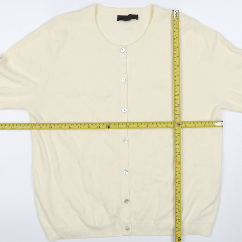 ZARA Women’s Ivory Cotton Crew Neck Button Cardigan Size L