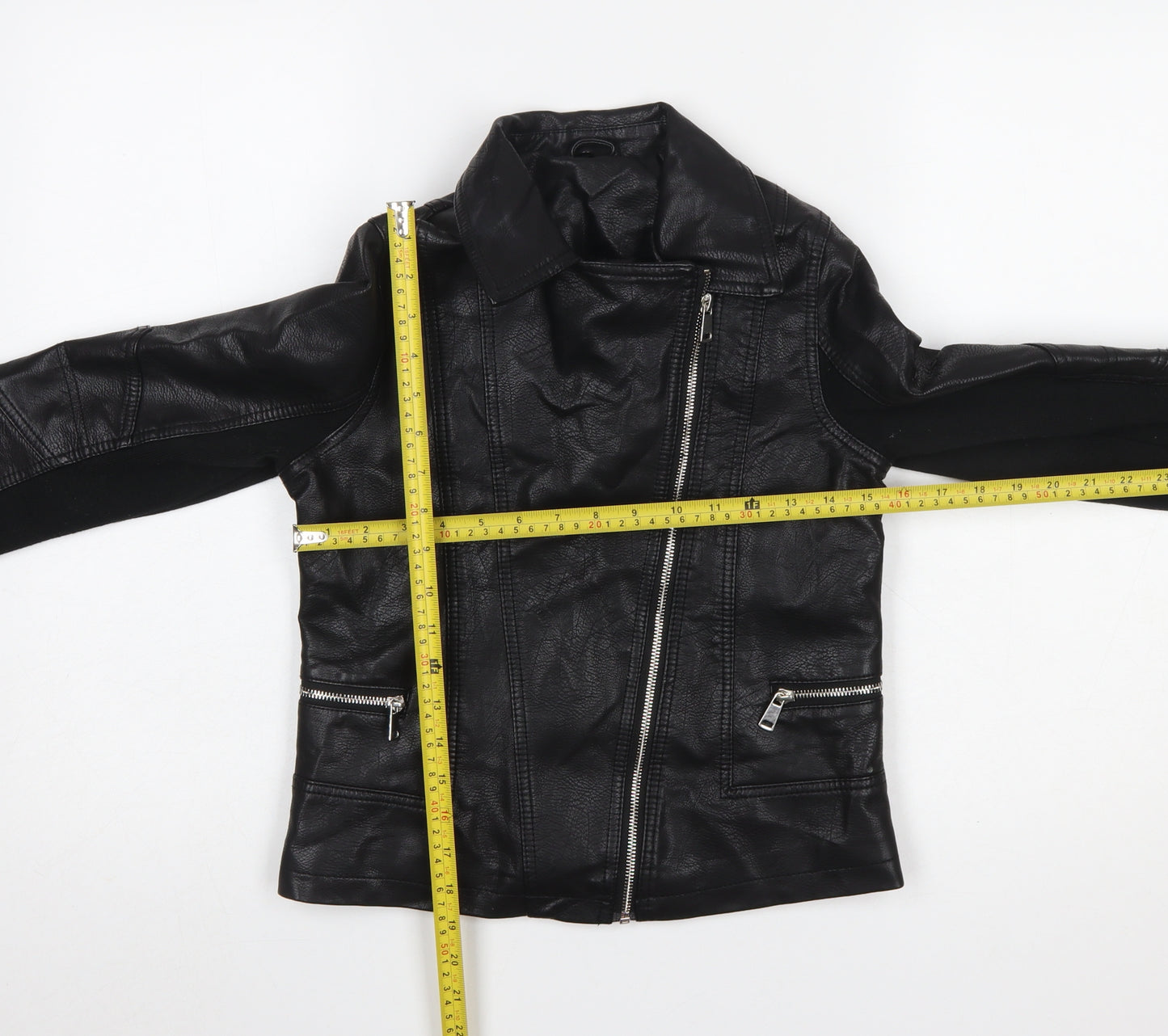 Dunnes Stores Women's Black Faux Leather Biker Jacket Size 6