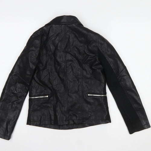 Dunnes Stores Women's Black Faux Leather Biker Jacket Size 6