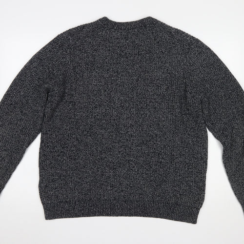 Uniqlo Men’s Grey Chunky-Knit Cotton Blend Crew Neck Jumper L