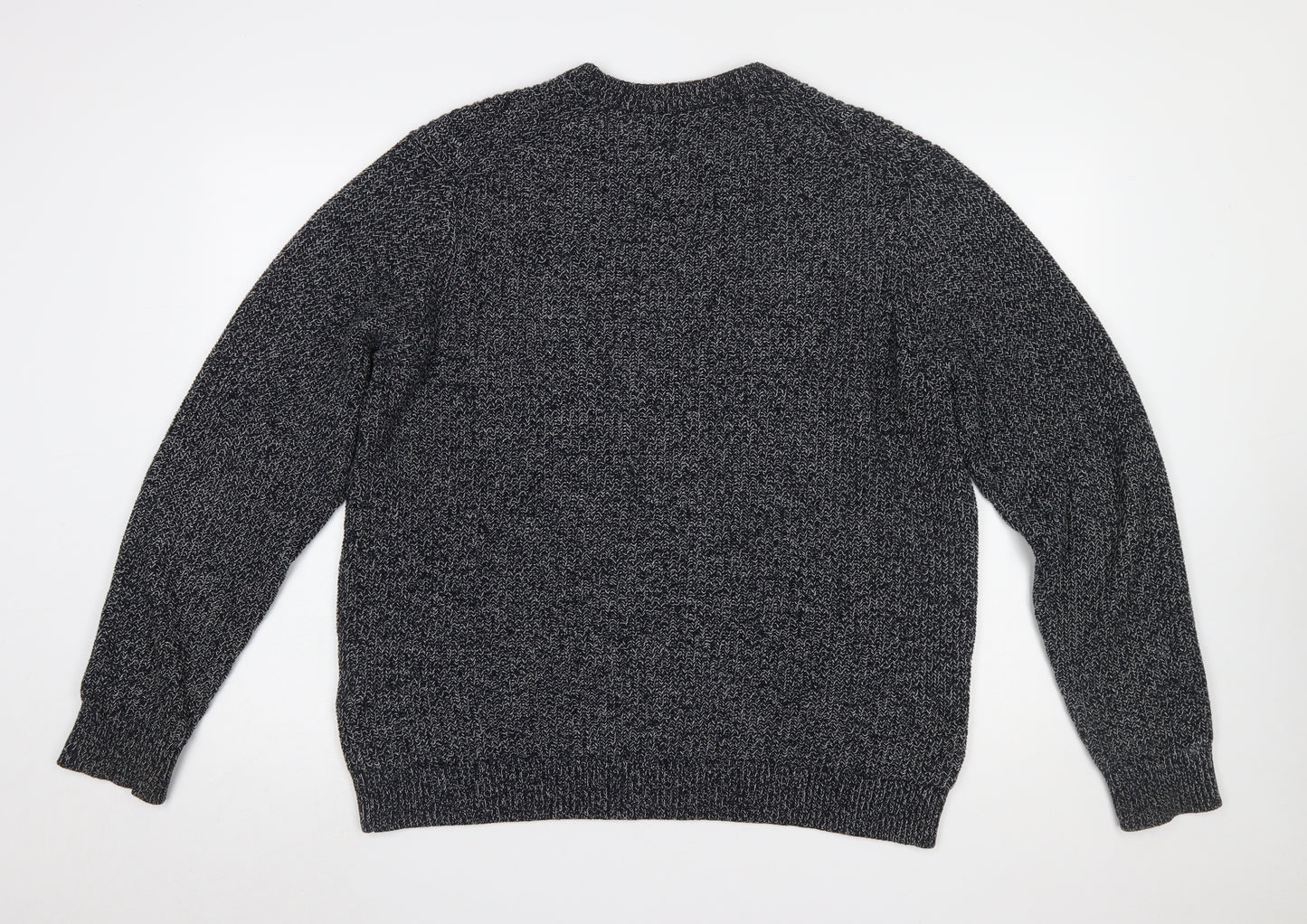 Uniqlo Men’s Grey Chunky-Knit Cotton Blend Crew Neck Jumper L