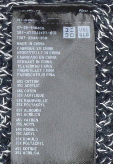 Uniqlo Men’s Grey Chunky-Knit Cotton Blend Crew Neck Jumper L