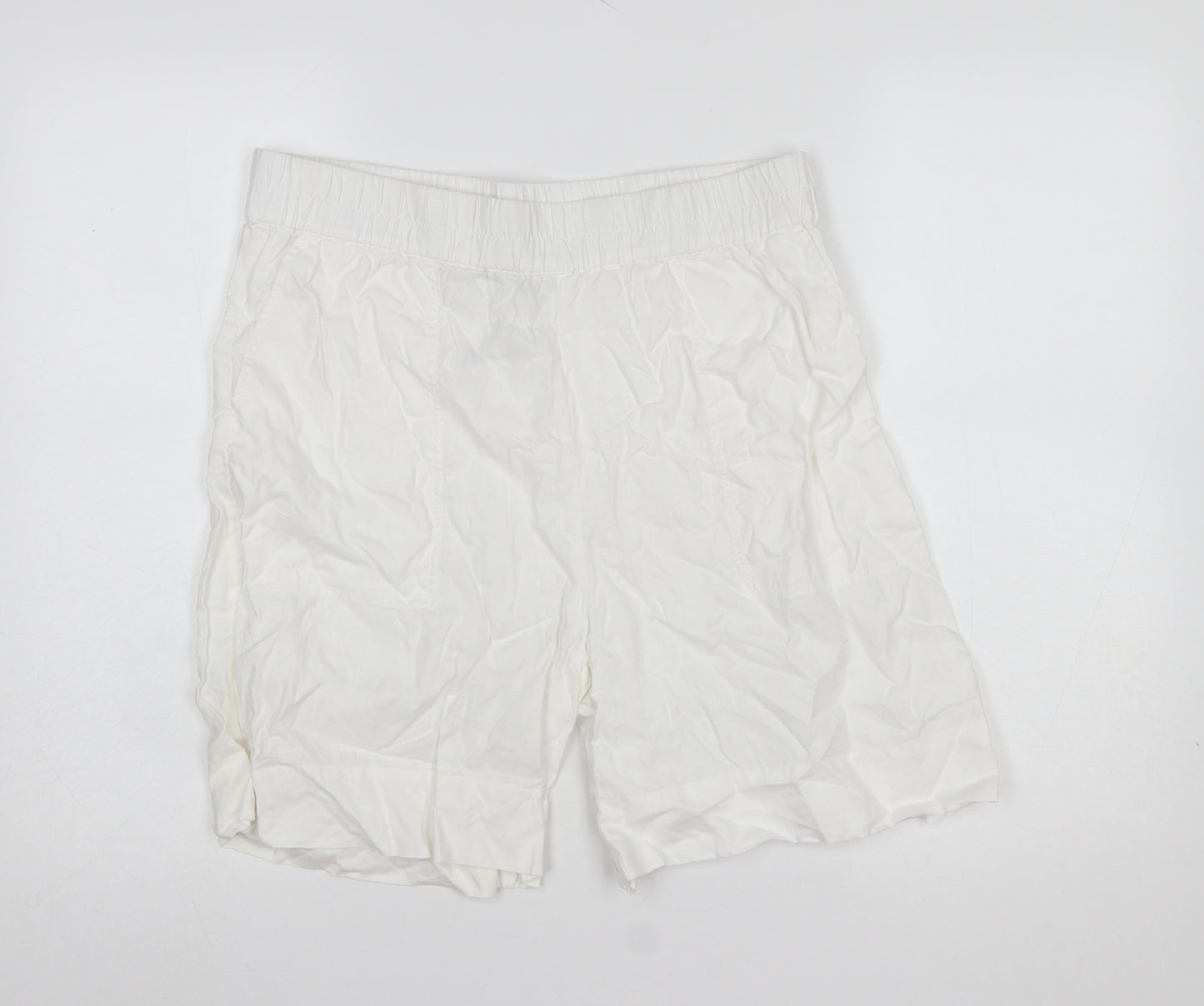 Carolyn Donnelly The Edit Womens White Linen Chino Shorts Size 14