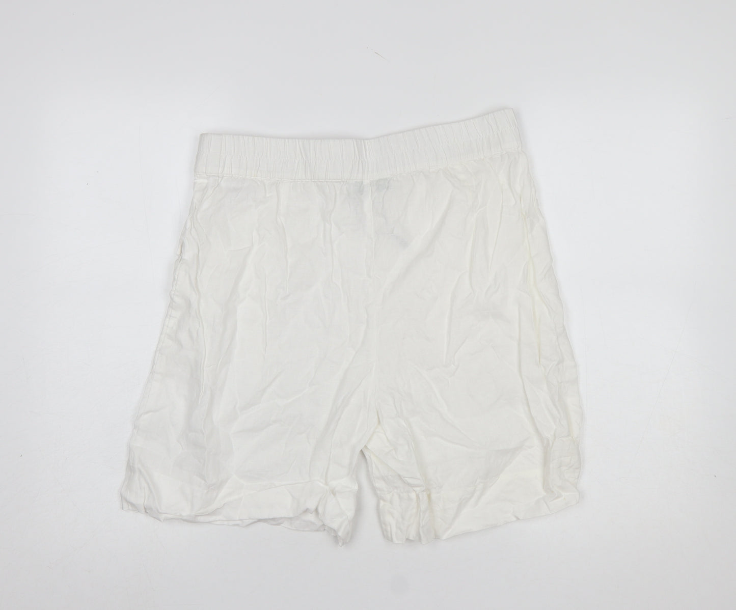 Carolyn Donnelly The Edit Womens White Linen Chino Shorts Size 14