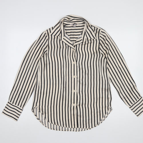 H&M Womens Striped Button-Up Long Sleeve Shirt XS Multicoloured