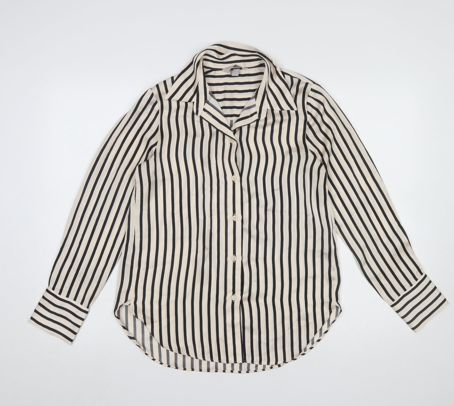 H&M Womens Striped Button-Up Long Sleeve Shirt XS Multicoloured