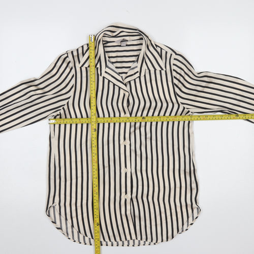 H&M Womens Striped Button-Up Long Sleeve Shirt XS Multicoloured