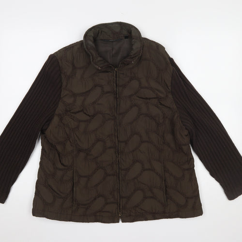 Verse Women's Brown Quilted Knit Sleeve Puffer Jacket Size 16
