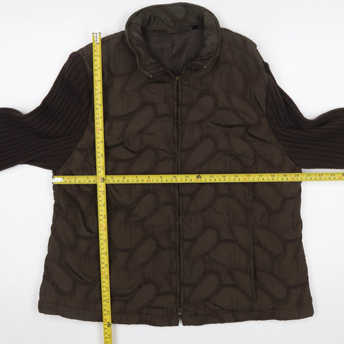 Verse Women's Brown Quilted Knit Sleeve Puffer Jacket Size 16