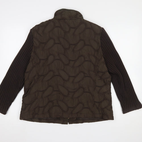 Verse Women's Brown Quilted Knit Sleeve Puffer Jacket Size 16