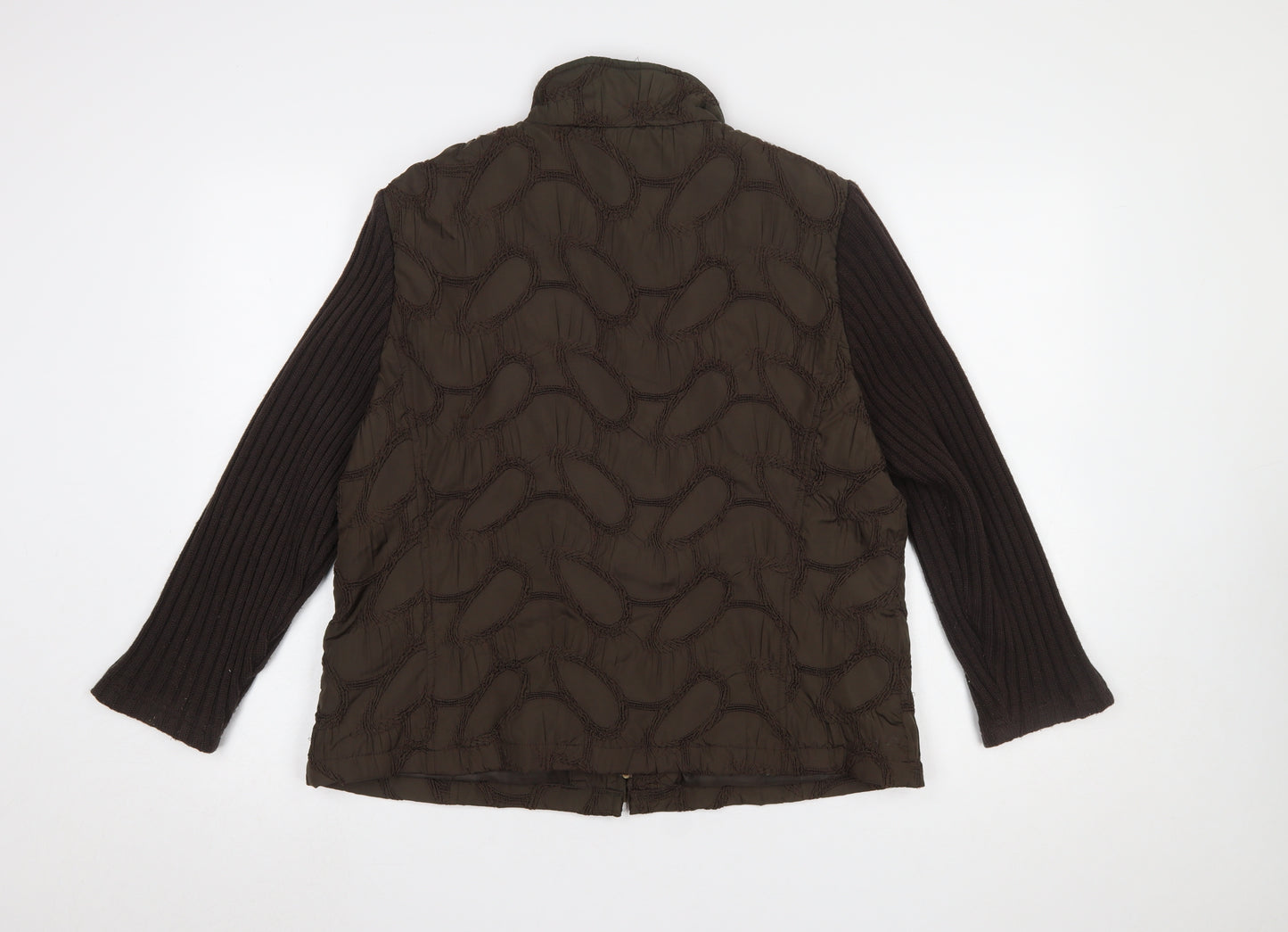 Verse Women's Brown Quilted Knit Sleeve Puffer Jacket Size 16