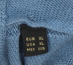 Massimo Dutti Men's Blue Cotton Henley Jumper XL