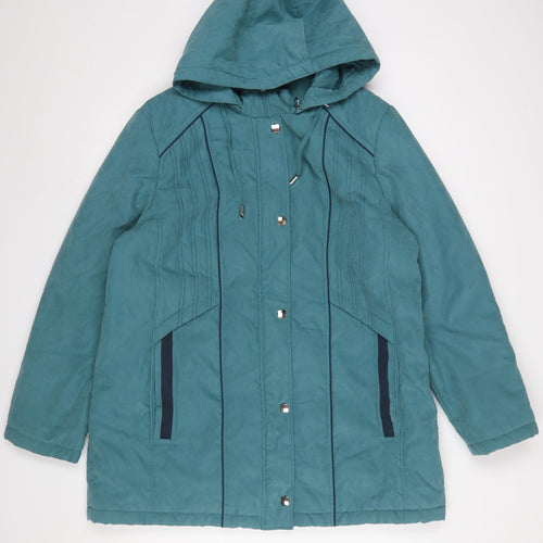 Anna Rose Women Deep Aqua Hooded Mid-Length Coat XL