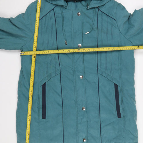 Anna Rose Women Deep Aqua Hooded Mid-Length Coat XL
