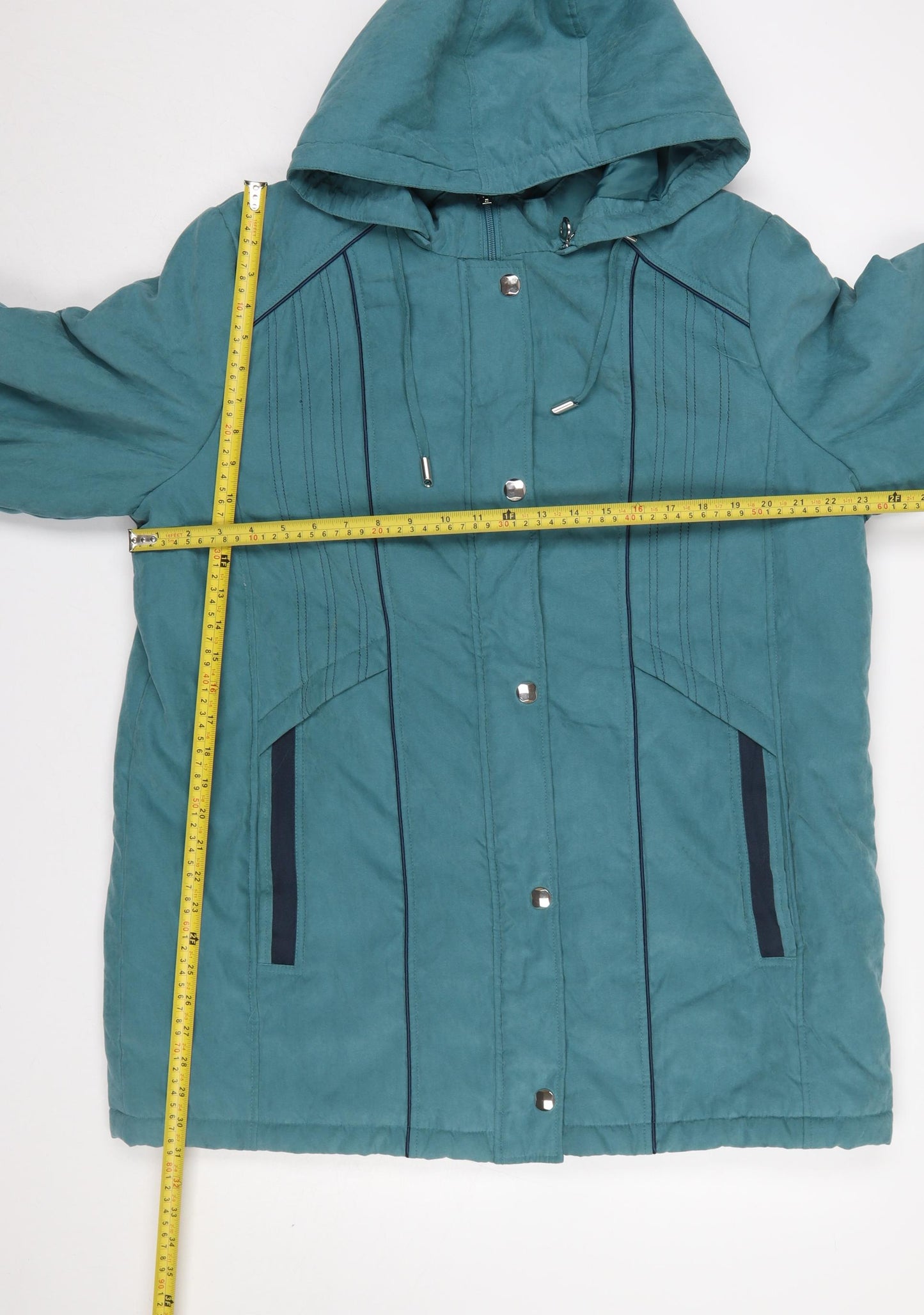 Anna Rose Women Deep Aqua Hooded Mid-Length Coat XL