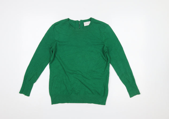 Savida Women’s Green Crew Neck Button Cuff Knit Jumper Size S
