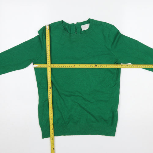 Savida Women’s Green Crew Neck Button Cuff Knit Jumper Size S