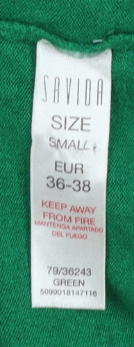 Savida Women’s Green Crew Neck Button Cuff Knit Jumper Size S
