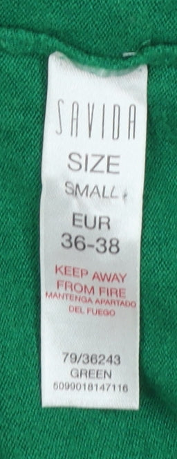 Savida Women’s Green Crew Neck Button Cuff Knit Jumper Size S