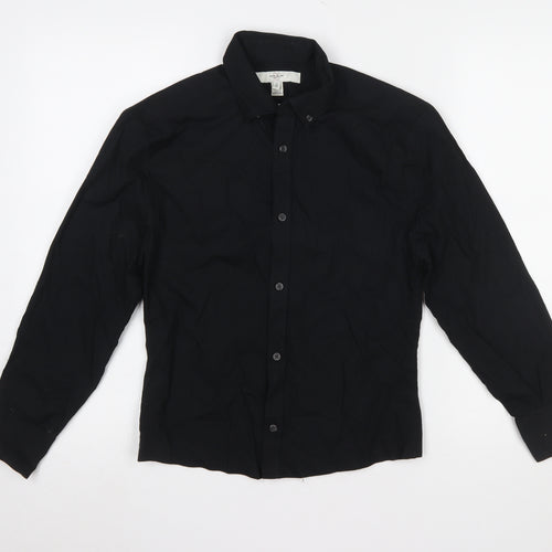 River Island Women's Black Cotton Button-Up Shirt XS