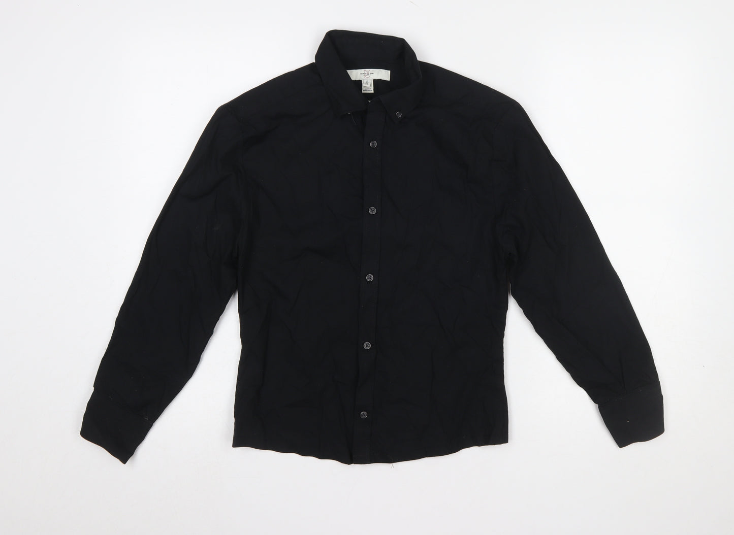 River Island Women's Black Cotton Button-Up Shirt XS