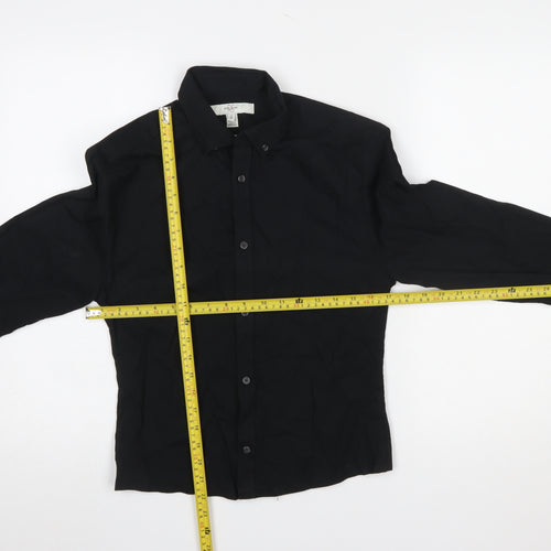 River Island Women's Black Cotton Button-Up Shirt XS