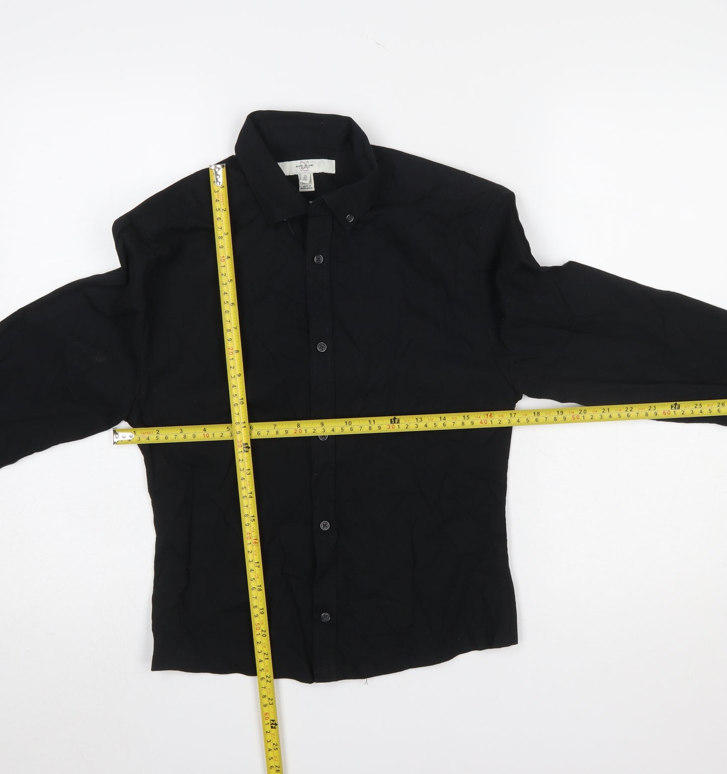 River Island Women's Black Cotton Button-Up Shirt XS