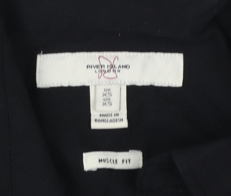 River Island Women's Black Cotton Button-Up Shirt XS