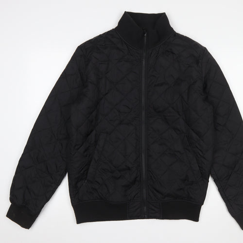 French Connection Men's Black Quilted Regular Fit Zip Jacket L