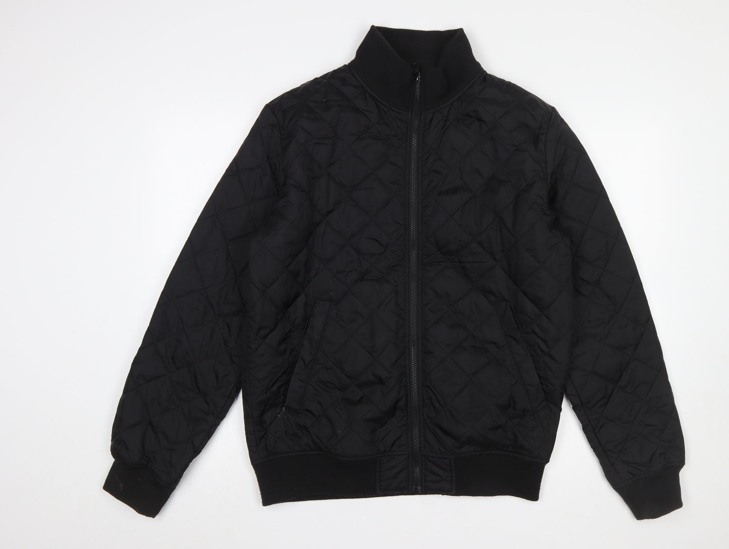 French Connection Men's Black Quilted Regular Fit Zip Jacket L