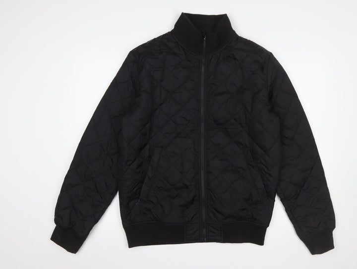 French Connection Men's Black Quilted Regular Fit Zip Jacket L