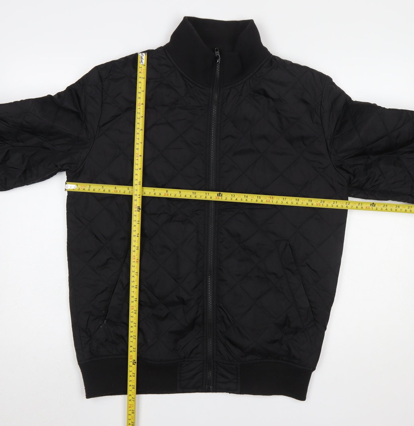French Connection Men's Black Quilted Regular Fit Zip Jacket L